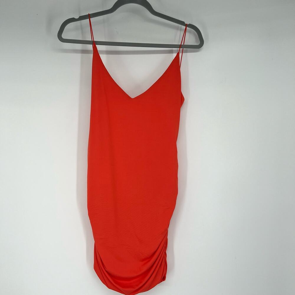 Princess Polly Ruched Backless Mini Dress Women's Size 12 Orange Spaghetti Strap